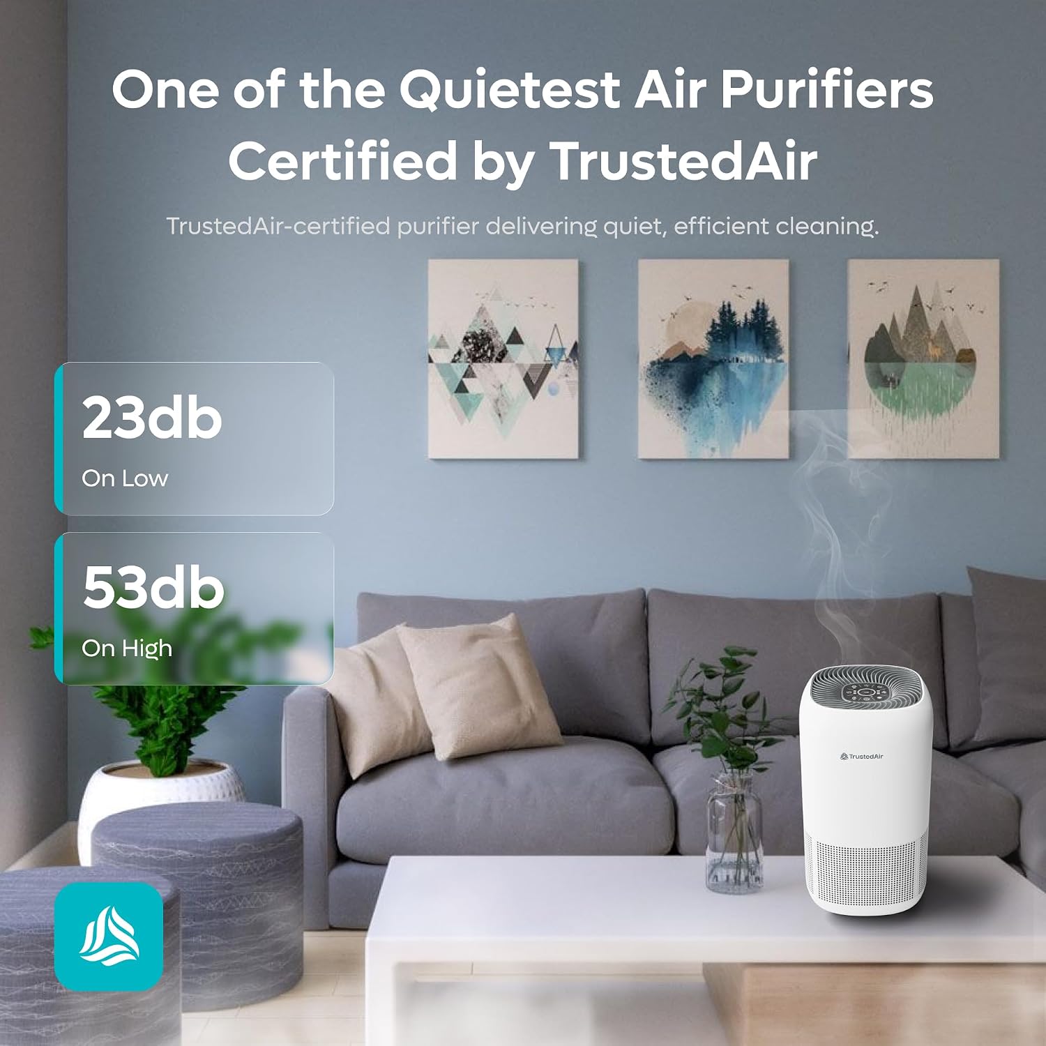 TruFlow Smart HEPA Air Purifier for Home, Large Room up to 1986 Sq Ft, 265 CFM, WiFi App Control, PM2.5 Sensor, 3-Stage Filtration, Sleep Mode, Captures 99.97% Dust Pet Dander Smoke, White 5