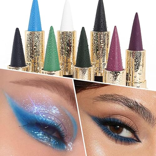 Miniatura 5 de evpct Lápices delineadores de ojos de gel azul oscuro claro, lápiz labial de pintura de cara negra, juego de maquillaje de Halloween, impermeable, a