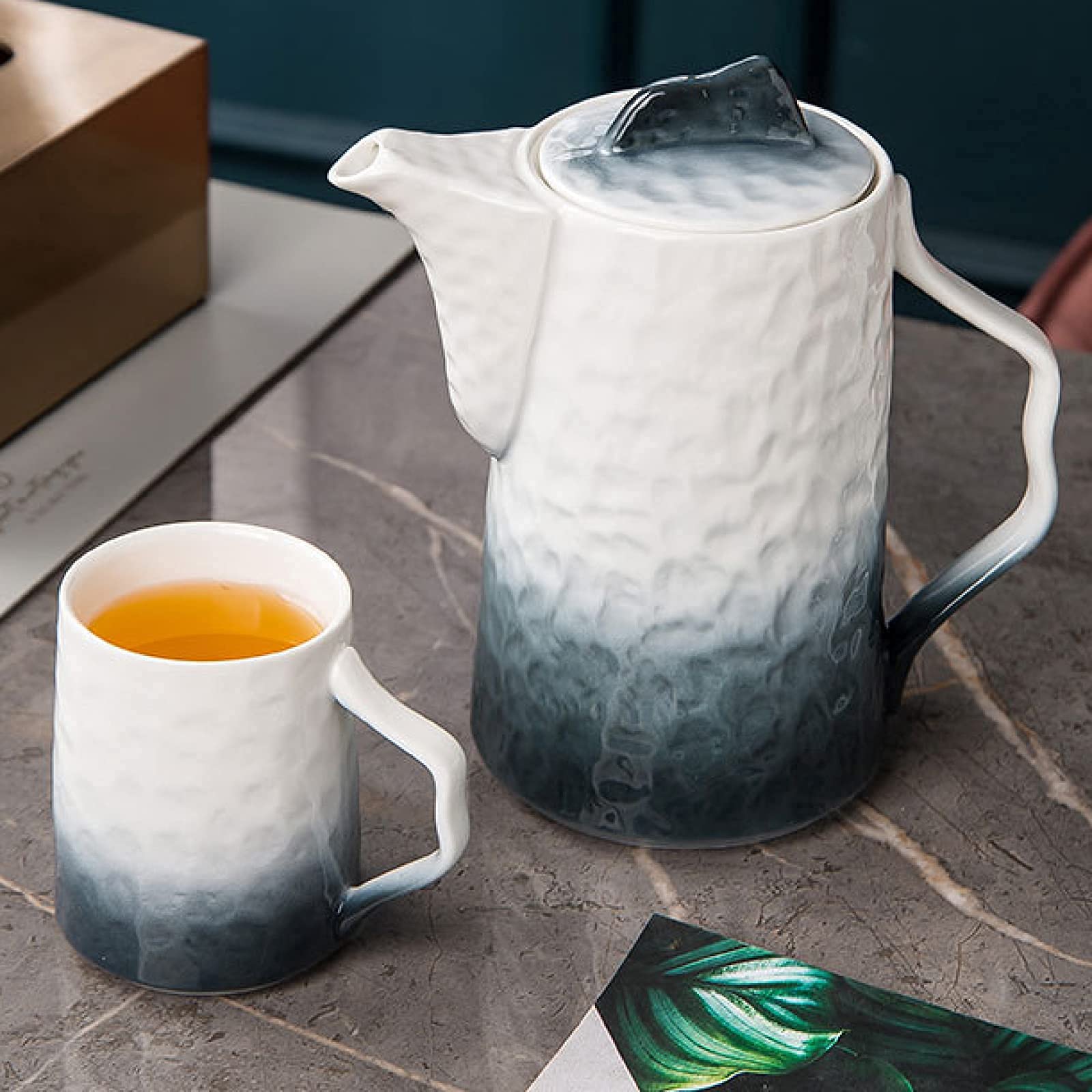 Porcelanowy Zestaw Do Herbaty W Stylu Dworskim Dla Dorosłych Jeden Czajniczek 6 Filiżanek Do Kawy Nordic Serwis Herbaciany Dla 6 Osób Do Użytku Domowego I Biurowego Prezent Urodzinowy