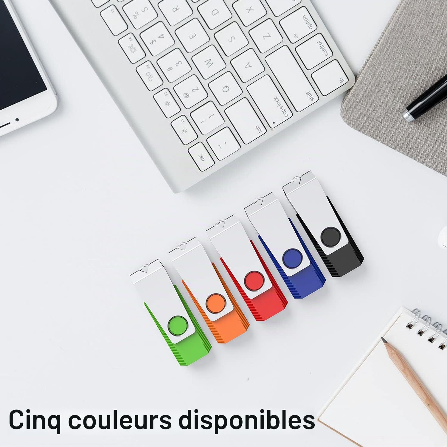 KEXIN Cle USB 64 Go Lot 10 Clé USB 2.0 Flash Drive Portable USB Flash Drive with Disk Memory Stick External Storage for Computer/TV/Ipad/Car (64GB, Multicolour)
