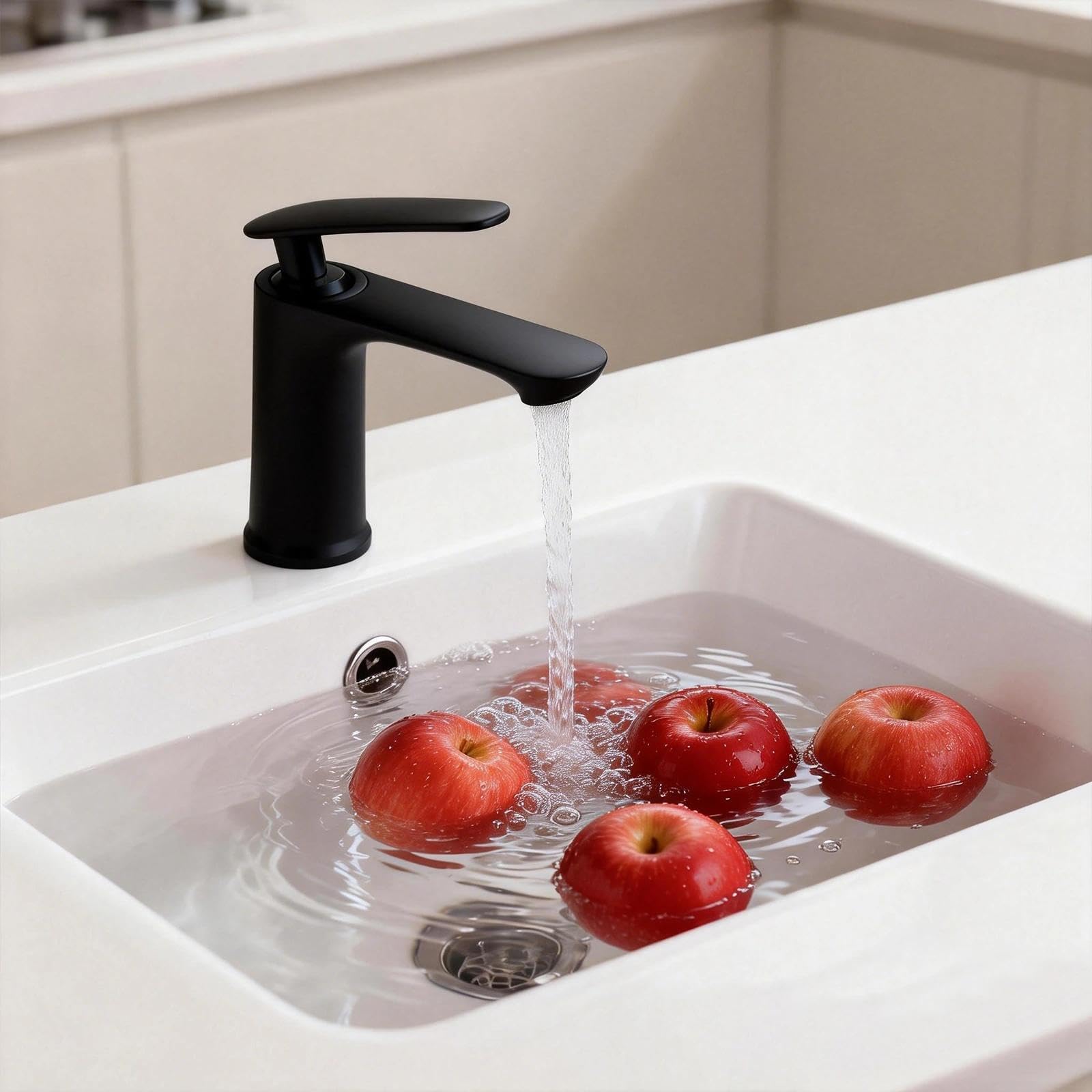 Grifo Lavabo Monomando, Grifos Para Lavabos De Baño, Altura Del Caño: 70 Mm, Núcleo De Válvula De Disco Cerámico, Fabricado En Aleación De Zinc (negro)