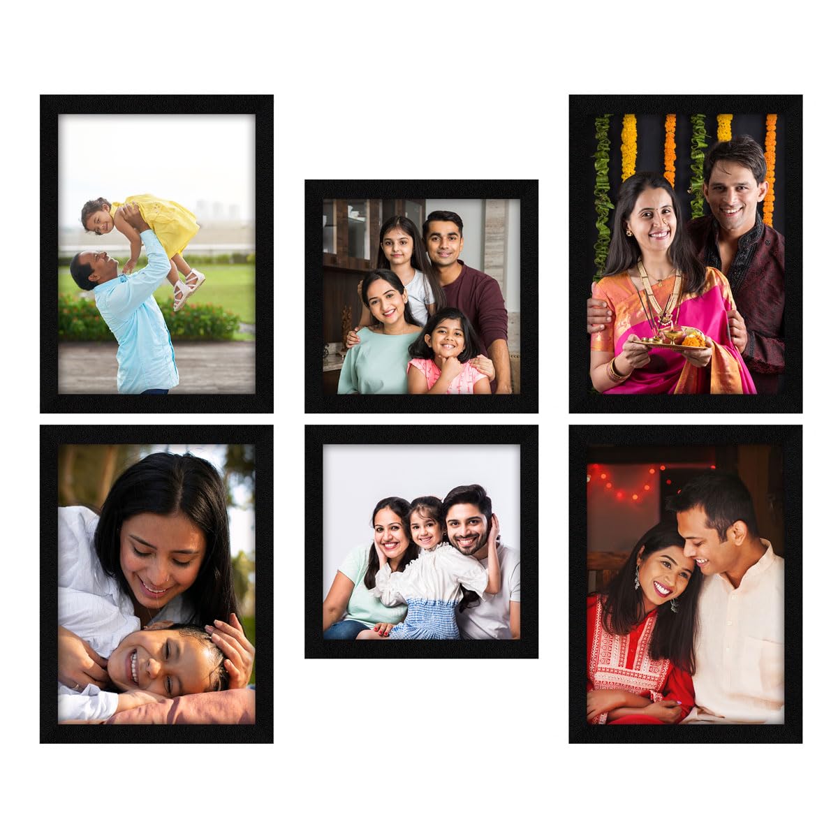 ArtX Customised Collage Photo Frames With Photo Upload, Personalised Photo Print With Frame for Living Room, Bedroom, Gift Item, 10x13 in 10x10 in, Set of 6, Horizontal-image-33
