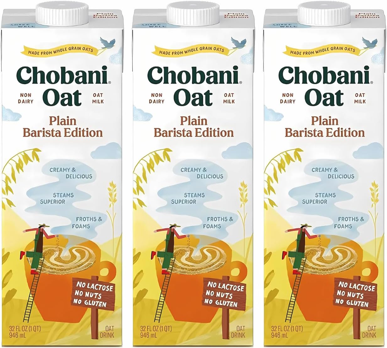 - Oat Milk, Plain Oat Barista Edition, Shelf Stable Non Dairy Milk, Creamer, Vegan Friendly, Gluten-Free, 32 FL OZ (Pack-3)