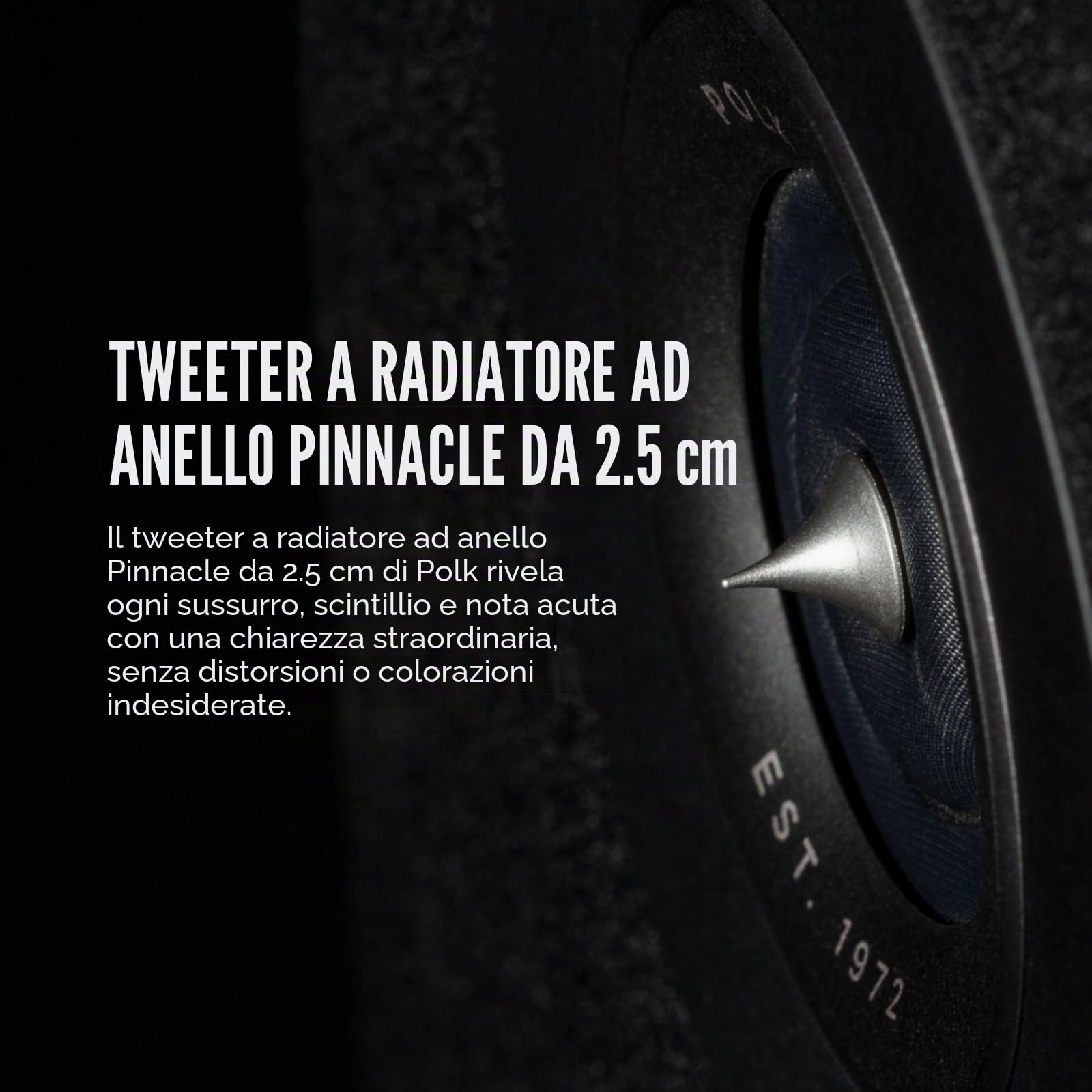 Polk Reserve R100 - Altoparlante piccolo per libreria dinamica e dettagliata, nuovo tweeter ad anello Pinnacle da 1