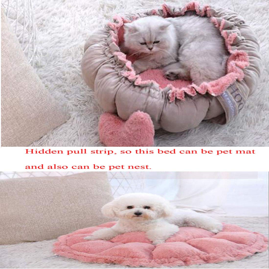 Hundebett und Hundematte für Kleine Hunde und Katzen Rosa Runden PTW05