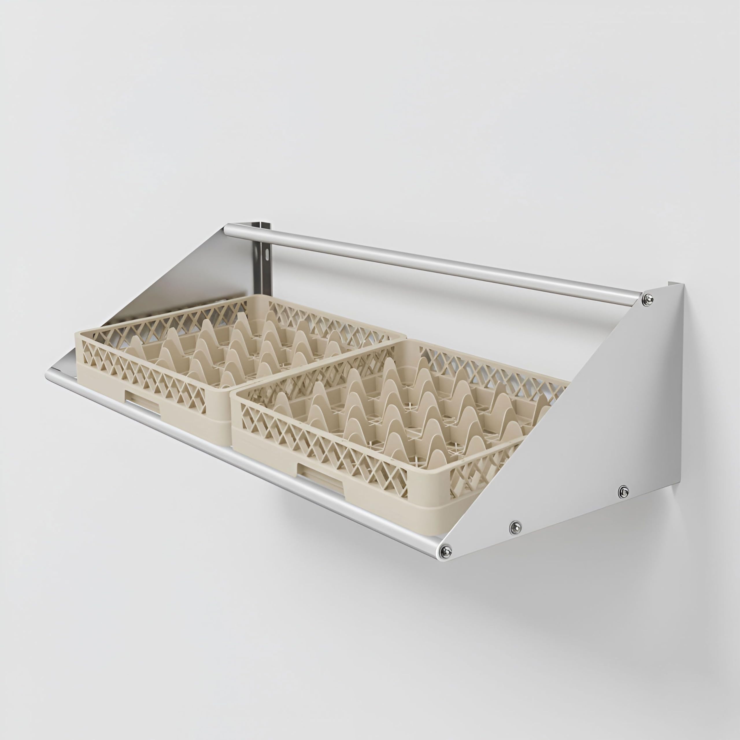 Wandbord für Spülkörbe - 1060mm - 1 Ablage | robuste Edelstahlkonstruktion, hygienisch, platzsparendes Design, für den professionellen Dauereinsatz