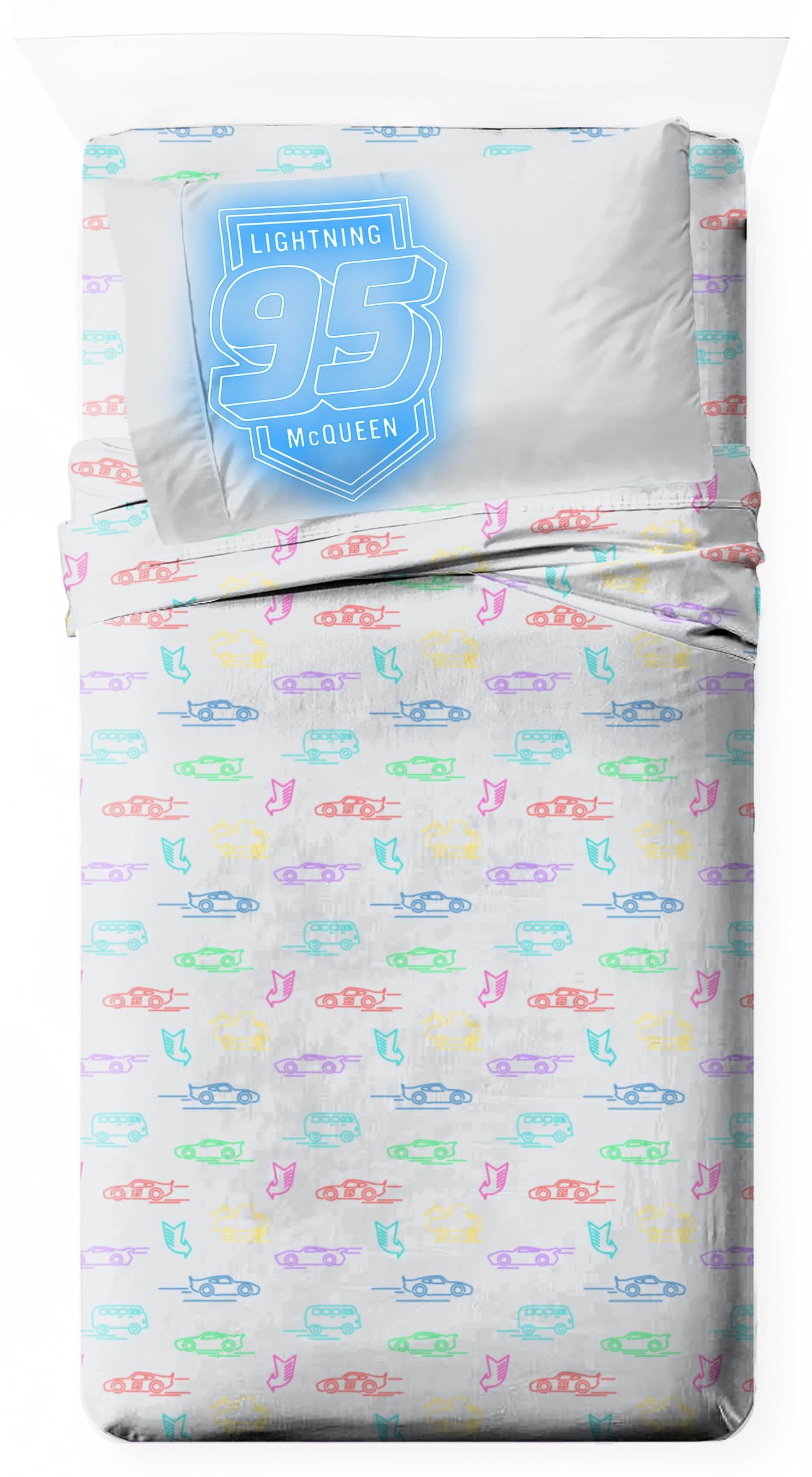 Jay Franco Kids Sheet Set with Fitted, Flat Sheets & Pillow Cover - Ultra-Soft Bedding with Pillowcase for Room Decor, Gray - Cars, 3 Piece Twin