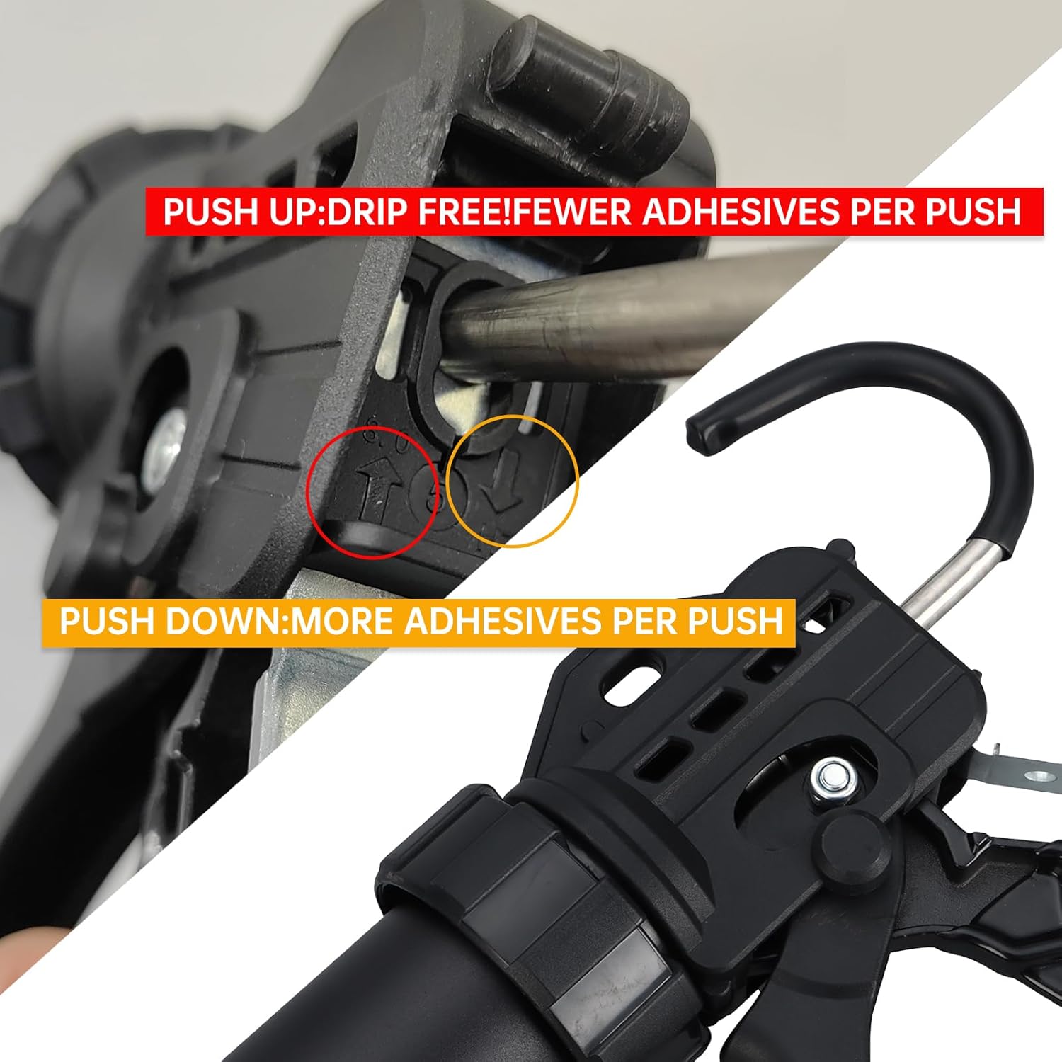 Heavy Duty Sausage Tube Caulk Gun,25:1 Thrust Ratio Professional Caulking Gun for 20 oz Sausage Pack /10 oz Cartridge Adhesives,Replaceable Nozzle Tips Included