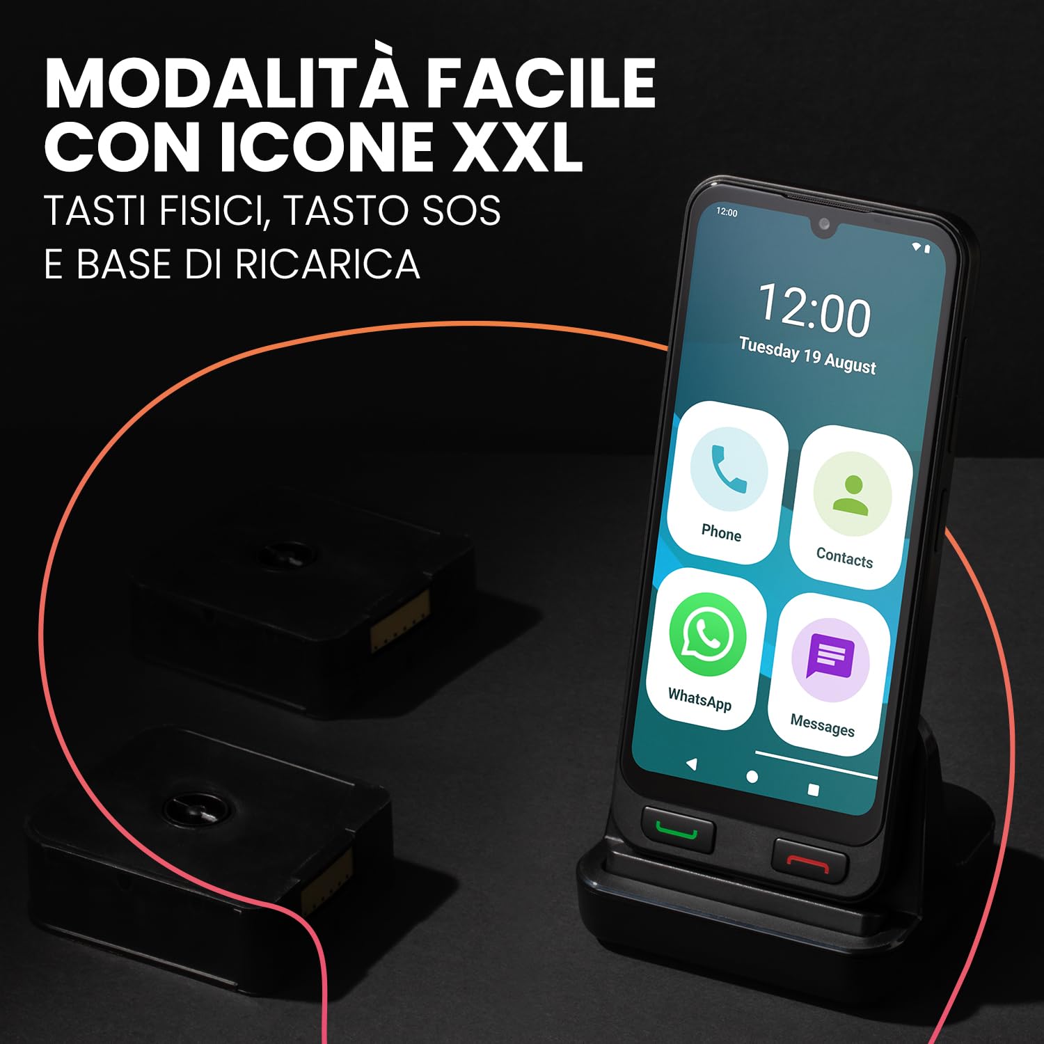 SPC ZEUS 2 PRO - Smartphone senior, modalità facile, icone XXL, 6,1" | Compatibile con l'app SPC Care: controllo/localizzazione, 128GB, tasti fisici, base di ricarica, SOS e 2 fotocamere