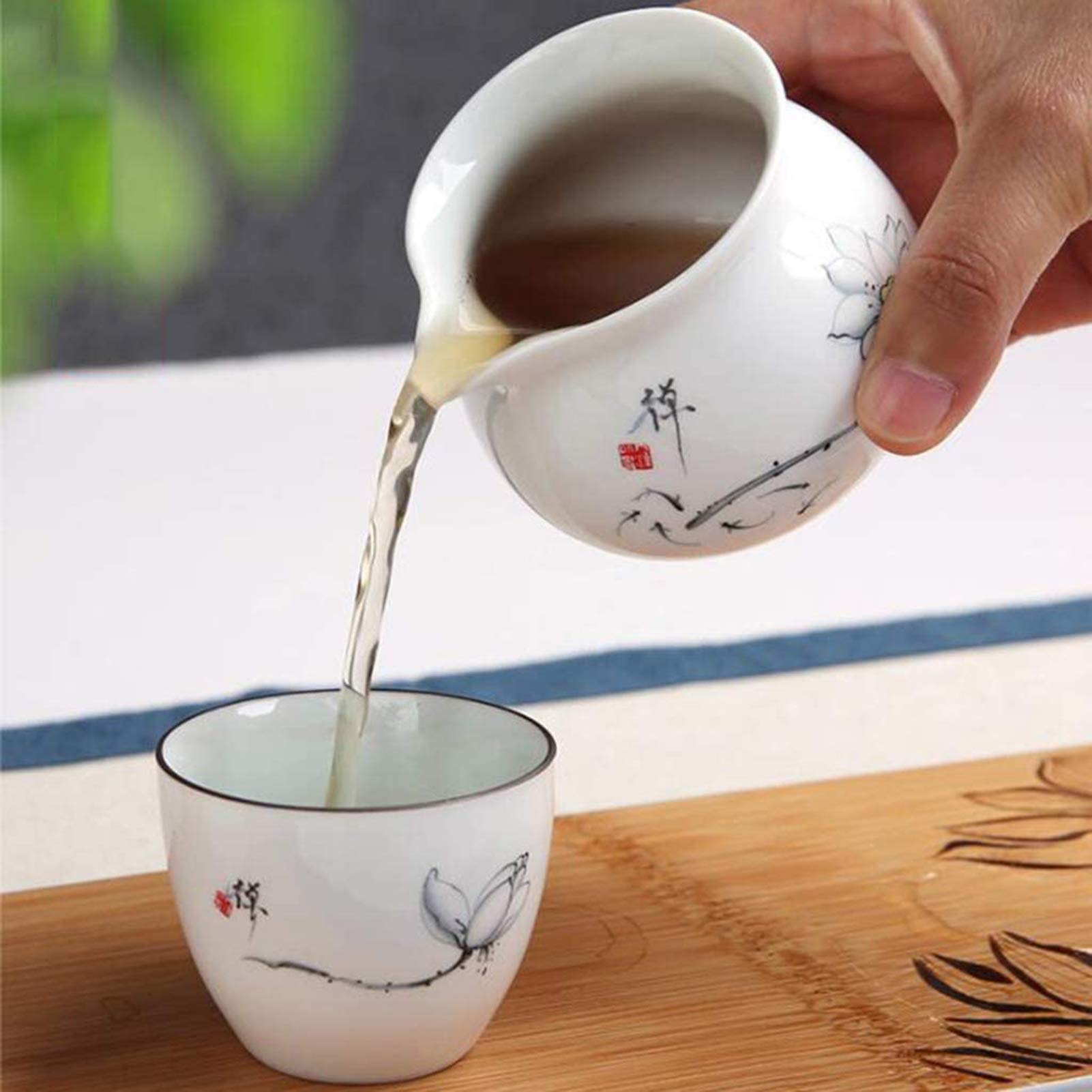 Juego de té de Kung Fu para el hogar Hueco de Porcelana Blanca/Juego de té japonés de cerámica/Tetera Pintada a Mano/Taza de té/Ceremonia del té