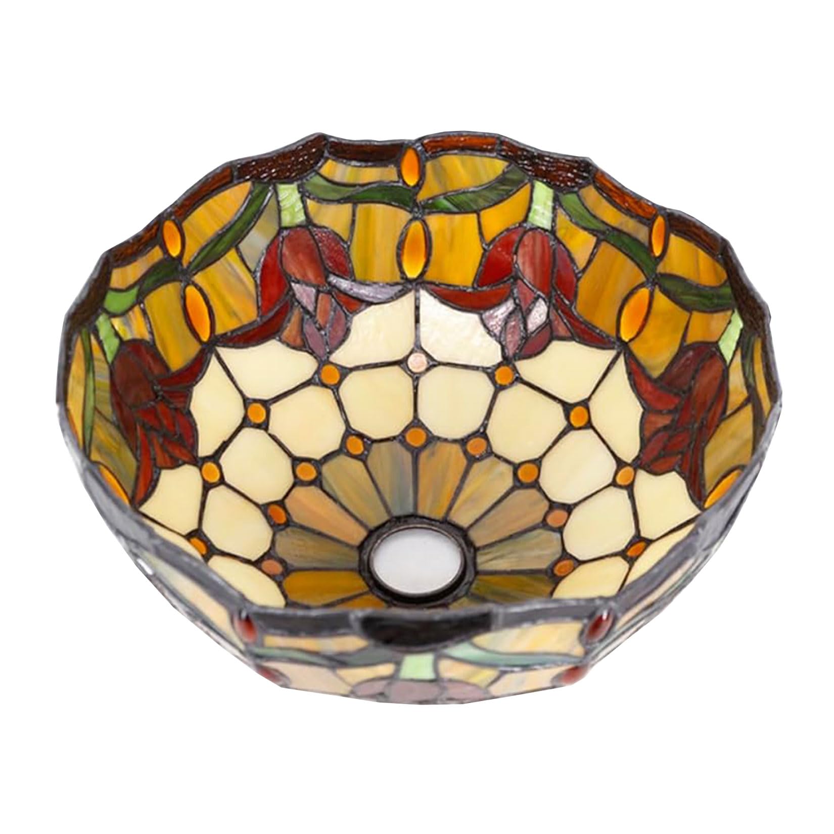 SaryEdge 12X7 Inch Stained Glass Lamp Shade Replacement Only Tiffany Style Lampshades Antique Light Cover Suitable For Use With Arched Floor Lamp Torchiere Lamp Table Lamp Pendant Ligh，Tulip