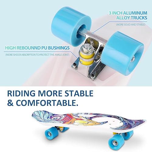 Miniatura 5 de Skateboards Nesaila - Patineta completa de 26 pulgadas para niños, patineta Cruiser completa, patineta de cubierta de PP para crucero, rodamientos
