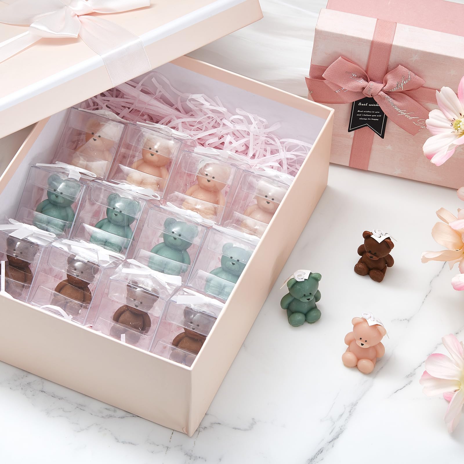 50 velas de oso para baby shower, recuerdos de oso para baby shower, recuerdos de fiesta de oso para invitados, velas de baby shower a granel para regalos, decoraciones de fiesta de oso (marrón