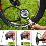 Courroie de gonflage de pneus à vélo numérique avec type de vanne à sélection automatique - Presta et Schrader Air Compresseur Outil , un compresseur de vélo pour Presta & Vannes Schrader, configurations sans tube et gonflage rapide avec les carottes et les bouchons de rechange.