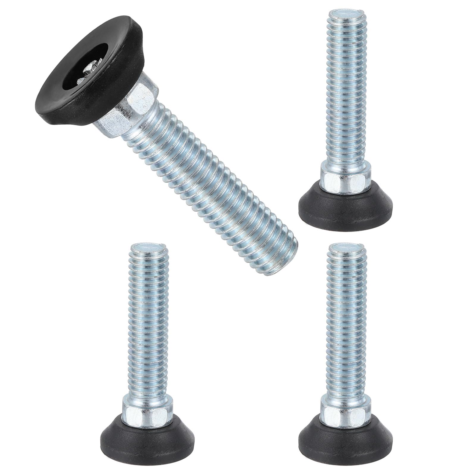 sourcing map M13 Thread Furniture Feet Levelers, 4Pcs 1/2"-13 48mm l Adjustable Furniture Feet Screw in Threaded Leveling Leg Screw on Chair Foot Glides Leveling for Table Chair Cabinet Black