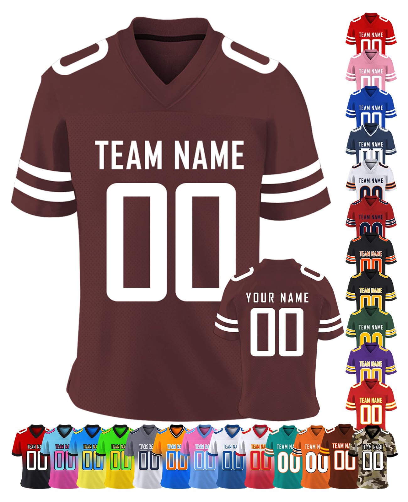 Custom Football Jersey Personalized for Men Women Youth Kids Customized Name & Team Number Sports Uniform Fans Gifts, S-7XL, Maroon
