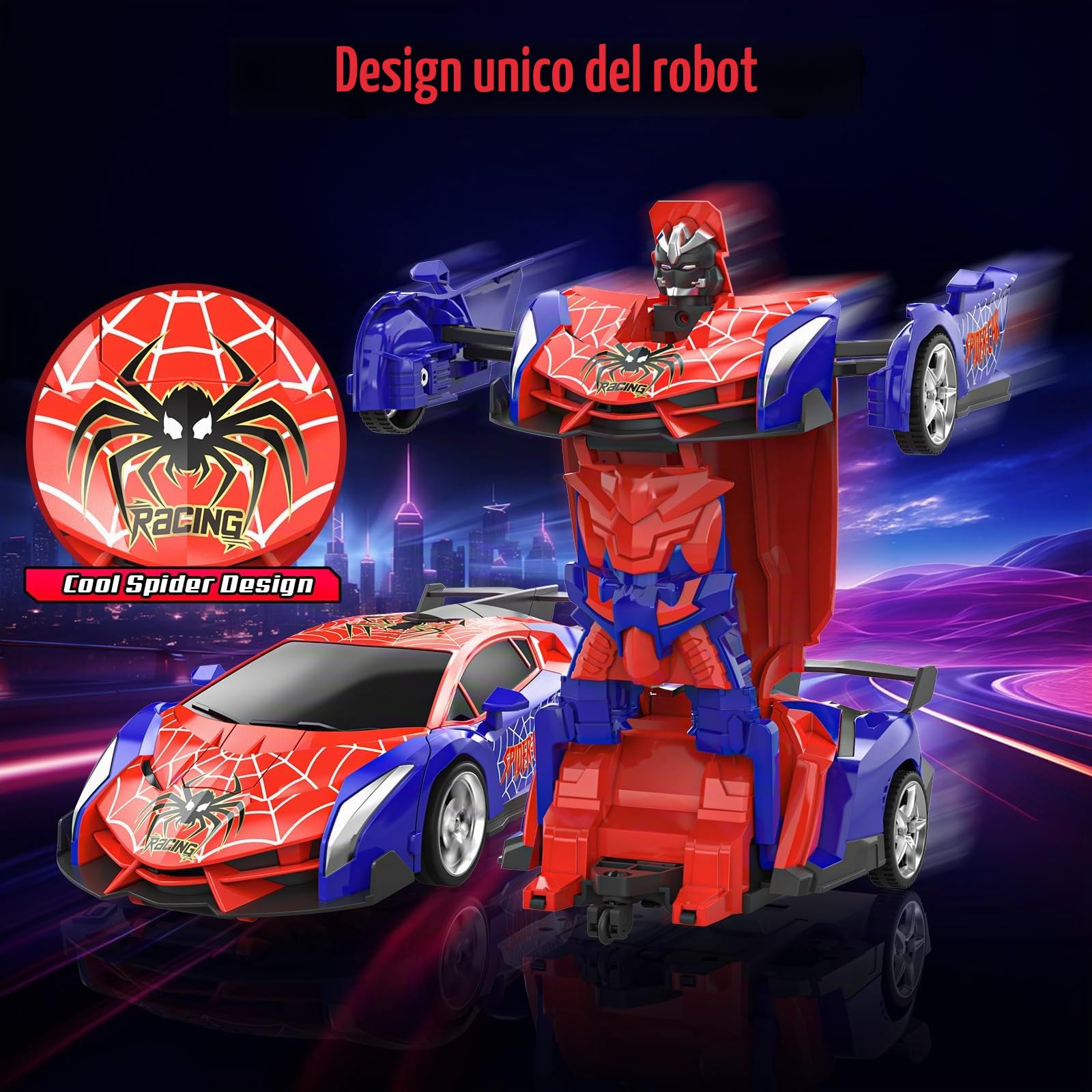 Mieryd Macchina Telecomandata Robot, Spider Auto Radiocomandata Trasformabile Giochi Bambini Bimbi 3 4 5 6 7 8 9 Anni, 1:18 Macchinina RC Car Elettrica Giocattolo Gioco Regalo Compleanno Natale