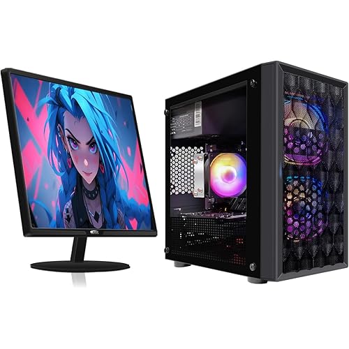 STGAubron Gaming PC Bundle with 24 inch FHD LED Monitor-Intel Core I7 8th up to 4.1GHz, Radeon RX 590 8G, 16G DDR4, 512G SSD, RGB Fan x2, Windows 11 Home
