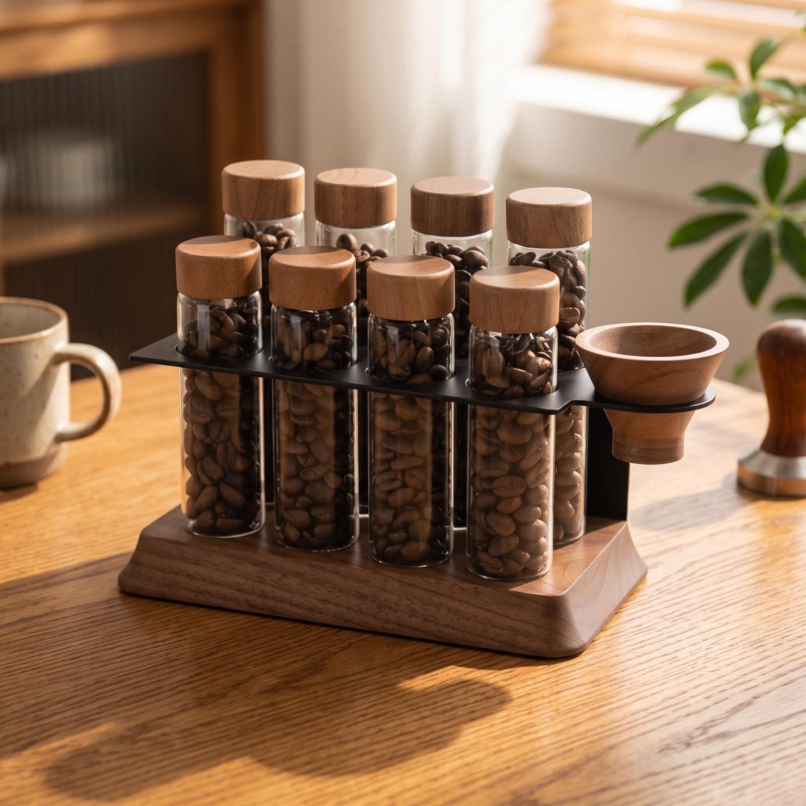 Organizador Granos Café con Tubos Ahorra Espacio Tubo Ensayo Vidrio Elegante Soporte para Cafetería