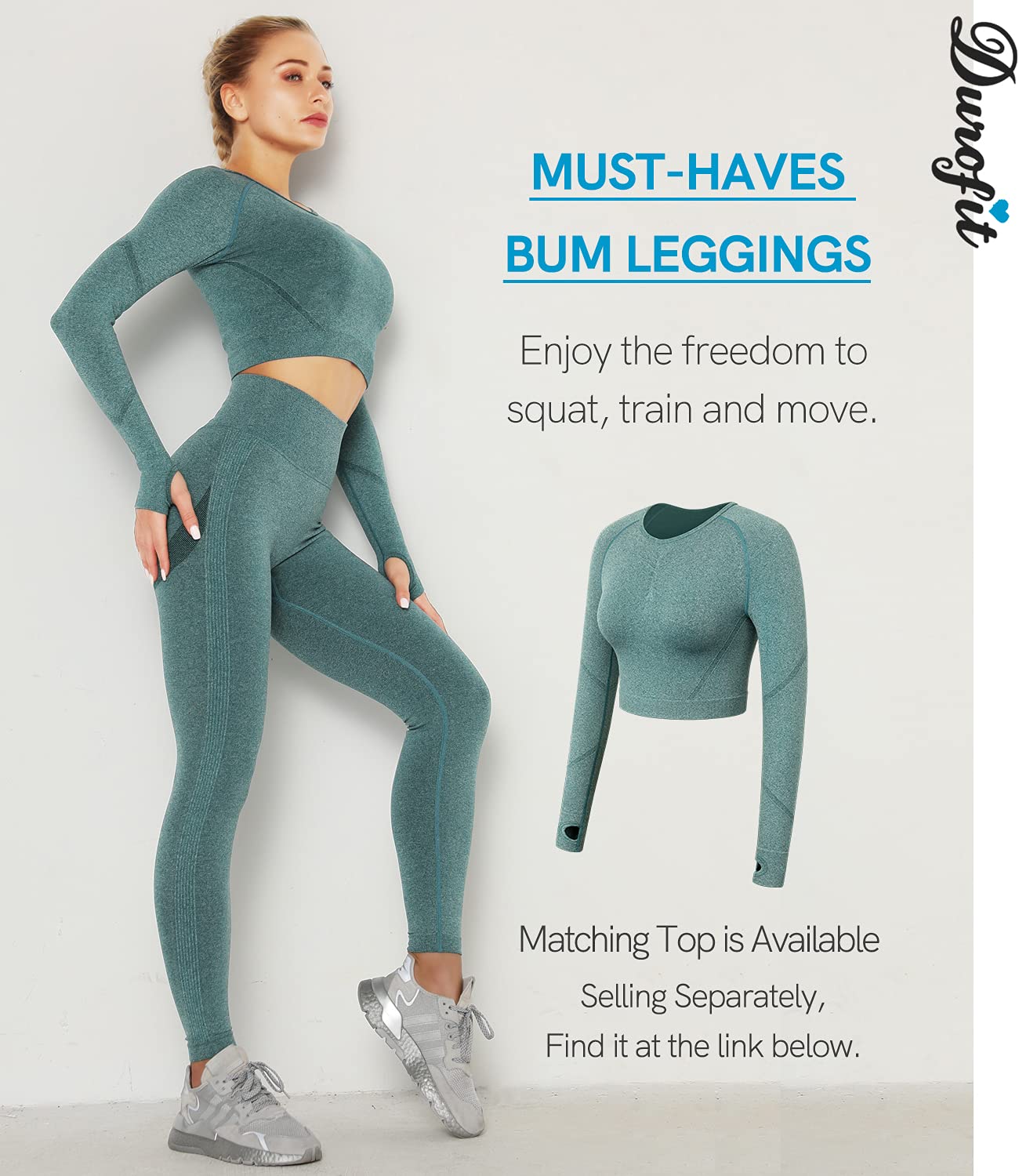DUROFIT Leggins Donna Push up Leggings Sportivi Vita Alta Anticellulite Pantaloni Palestra per Fitness Yoga Pant