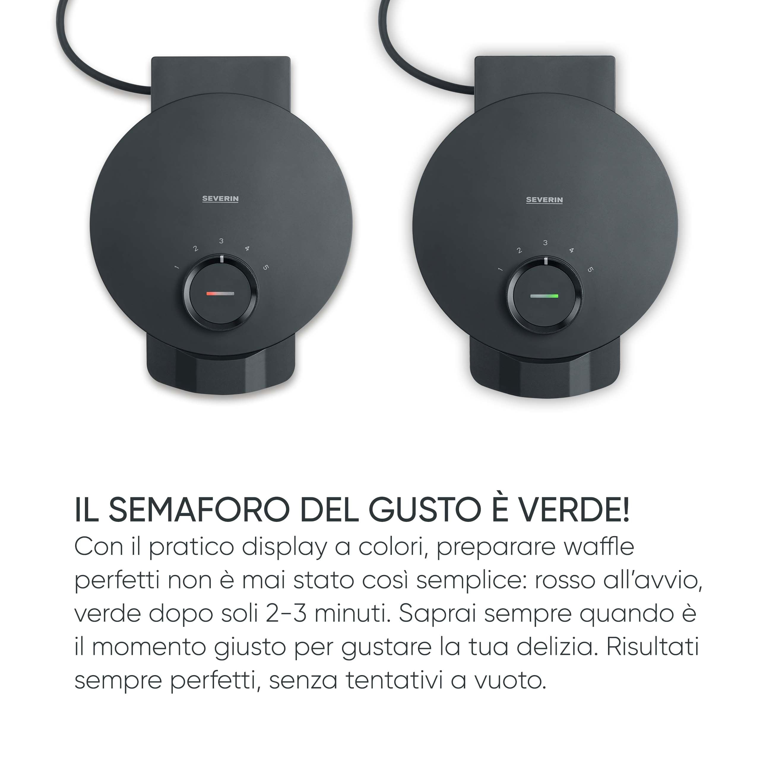 SEVERIN WA 2117 - Piastra per waffle Black Line, a forma di cuore, con spia di controllo, pratico avvolgicavo, 1000 Watt, nero/acciaio inossidabile, WA 2117