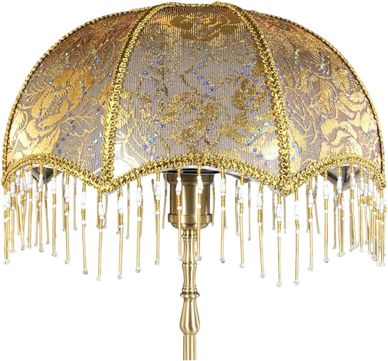 European Vintage Lamp Shade with Tassels Victorian Fringe Lamp Shade 7.87×7.48 Inch Decorative Dome Pendant Light Shade for E27 Table Lamps, Floor Lamps