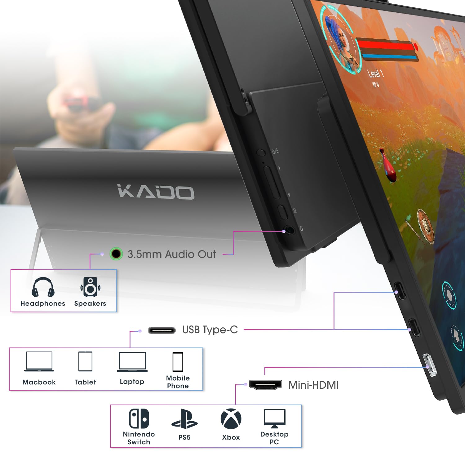 Amazon.co.jp: Kado デュアルポータブル2パック 15.6インチ FHD 1080p