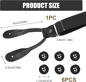 Mens Braces for Trousers 1.4 Wide Y Shape Suspenders Men Leather Button End Elastic Thickened and Durable Adjustable Braces for Wedding Party Business
