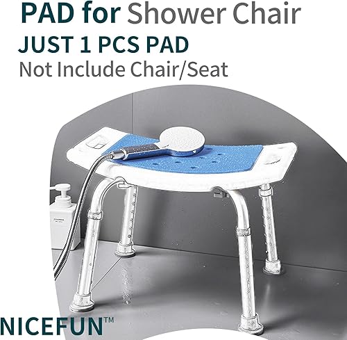 Miniatura 7 de Cojín para silla de ducha con respaldo adhesivo, 14 x 9.5 pulgadas, almohadilla de espuma suave impermeable para banco, silla de baño estrecha,