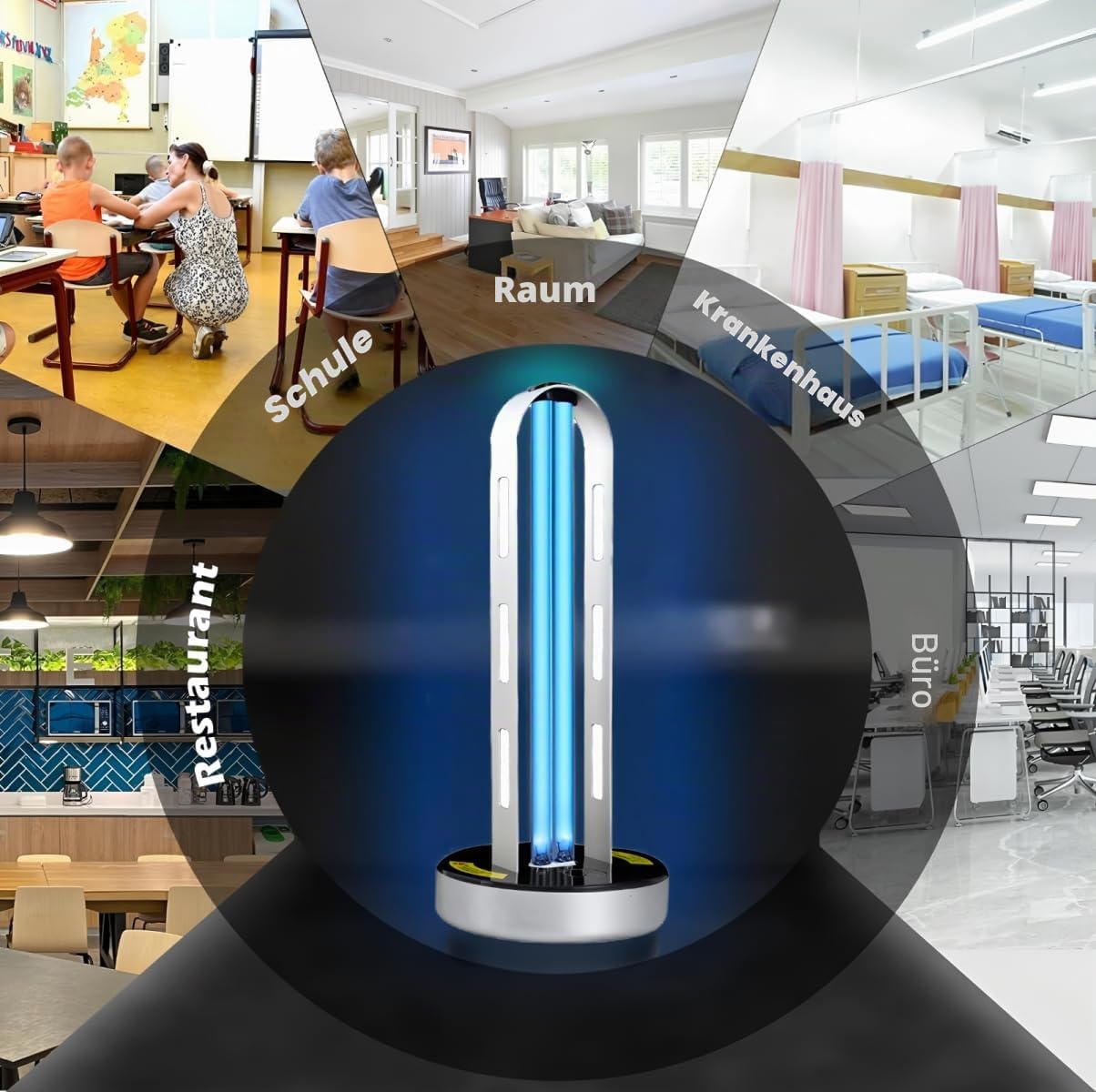 ZKX Professionelle UVC Desinfektions lampe 60W/120W - 99,9% Keimabtötung inkl. Ozon/Ozonfrei, Smart Timer & Bewegungssensor für Schnelle Desinfektion in Haushalt/Büro/Haustierbereichen