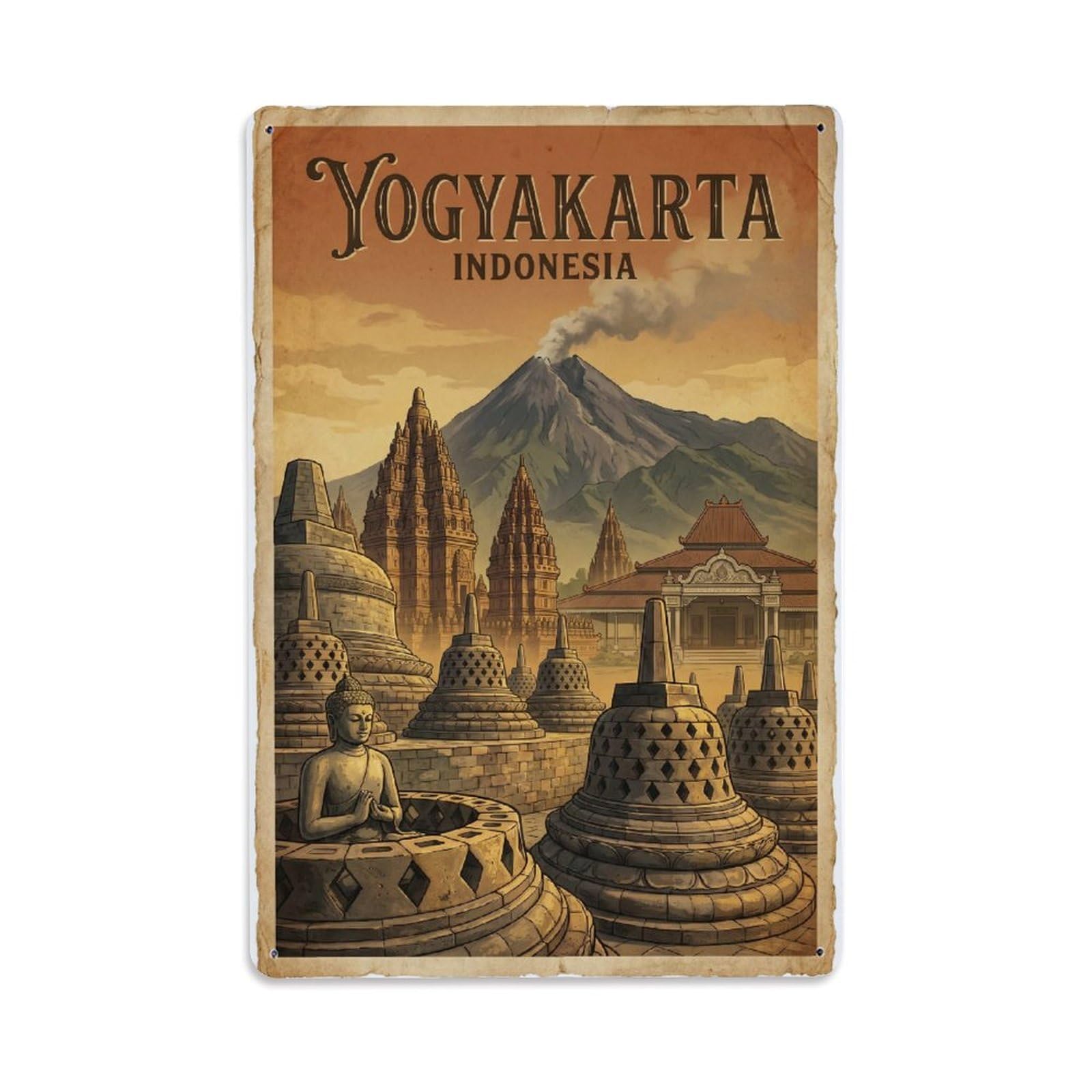 Metal Tin Sign Indonesia Yogyakarta Vintage Travel