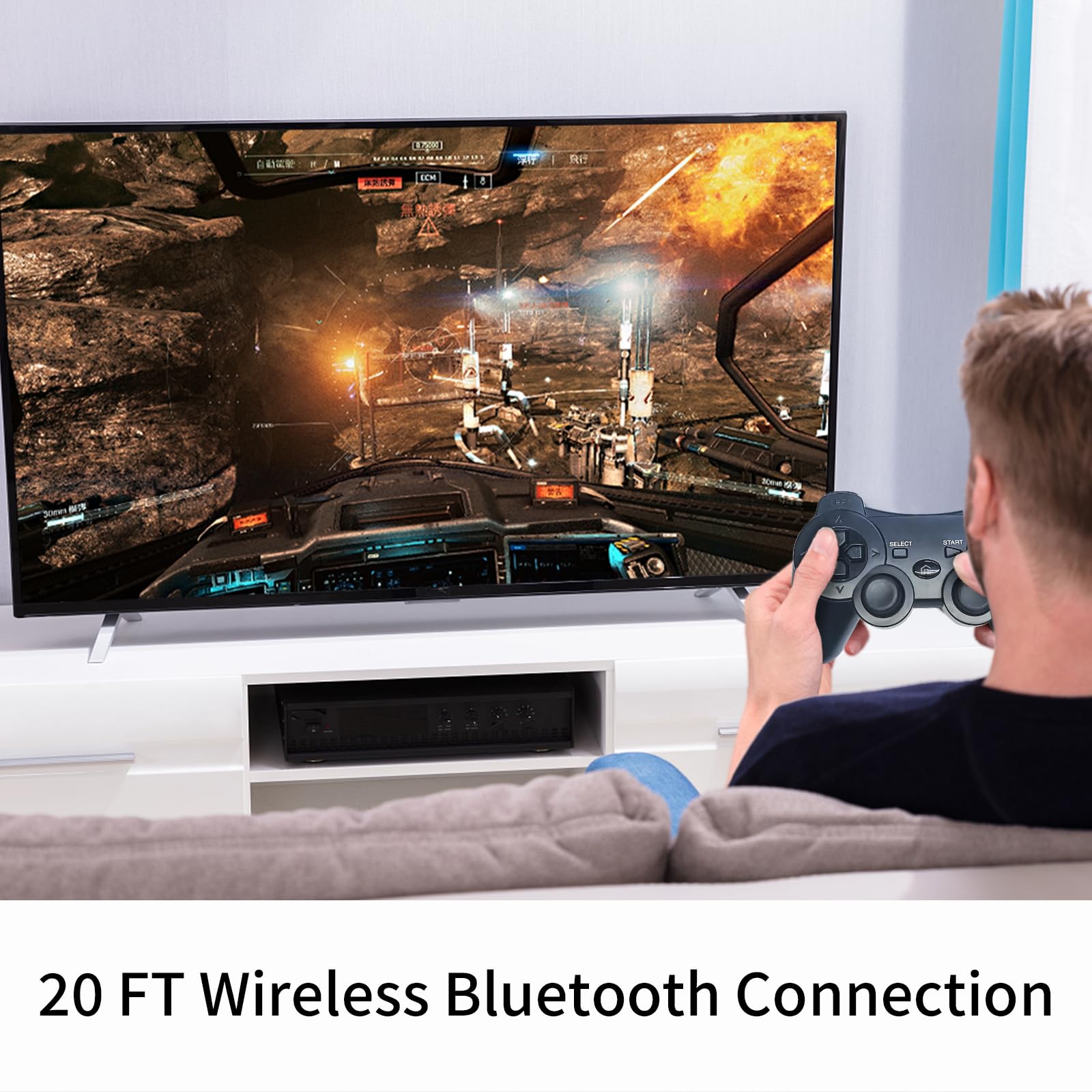 gamtooy Mando Play3, Replacement for PS3 Controller, Mando inalámbrico compatible con la consola Play 3 con doble vibración y sensor de movimiento - 4