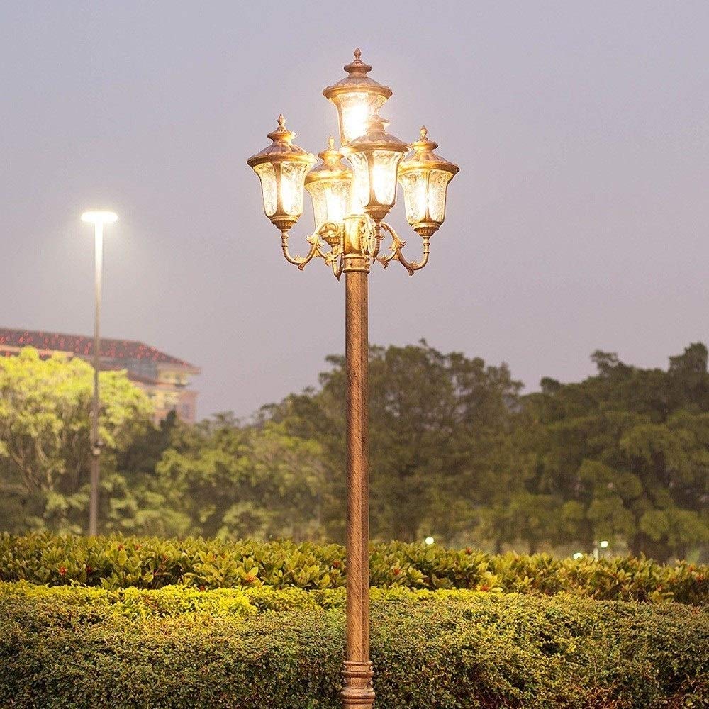 Lanterne vintage à 5 lumières d'extérieur en aluminium pour pelouse, rue, extérieur, cour, jardin, villa, porche, patio, paysage