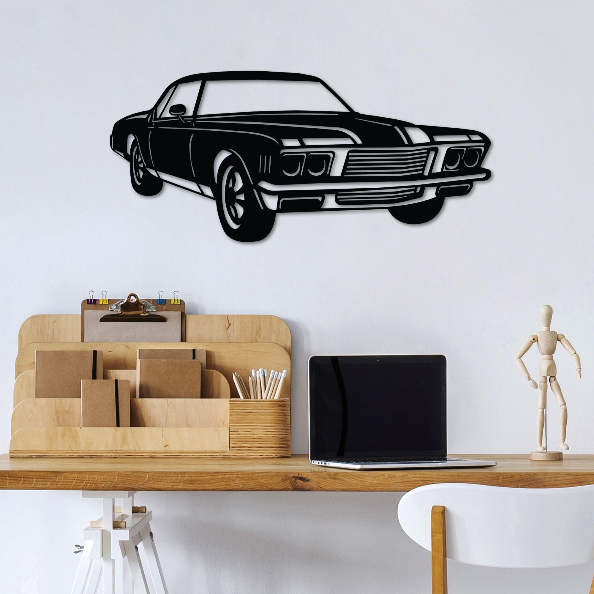 Stylish Black Decorative Metal Wall Accessory, 60 x 27 cm, 100% Metal, 1.5 mm Thickness, Lightweight & Modern Design for Home Decor