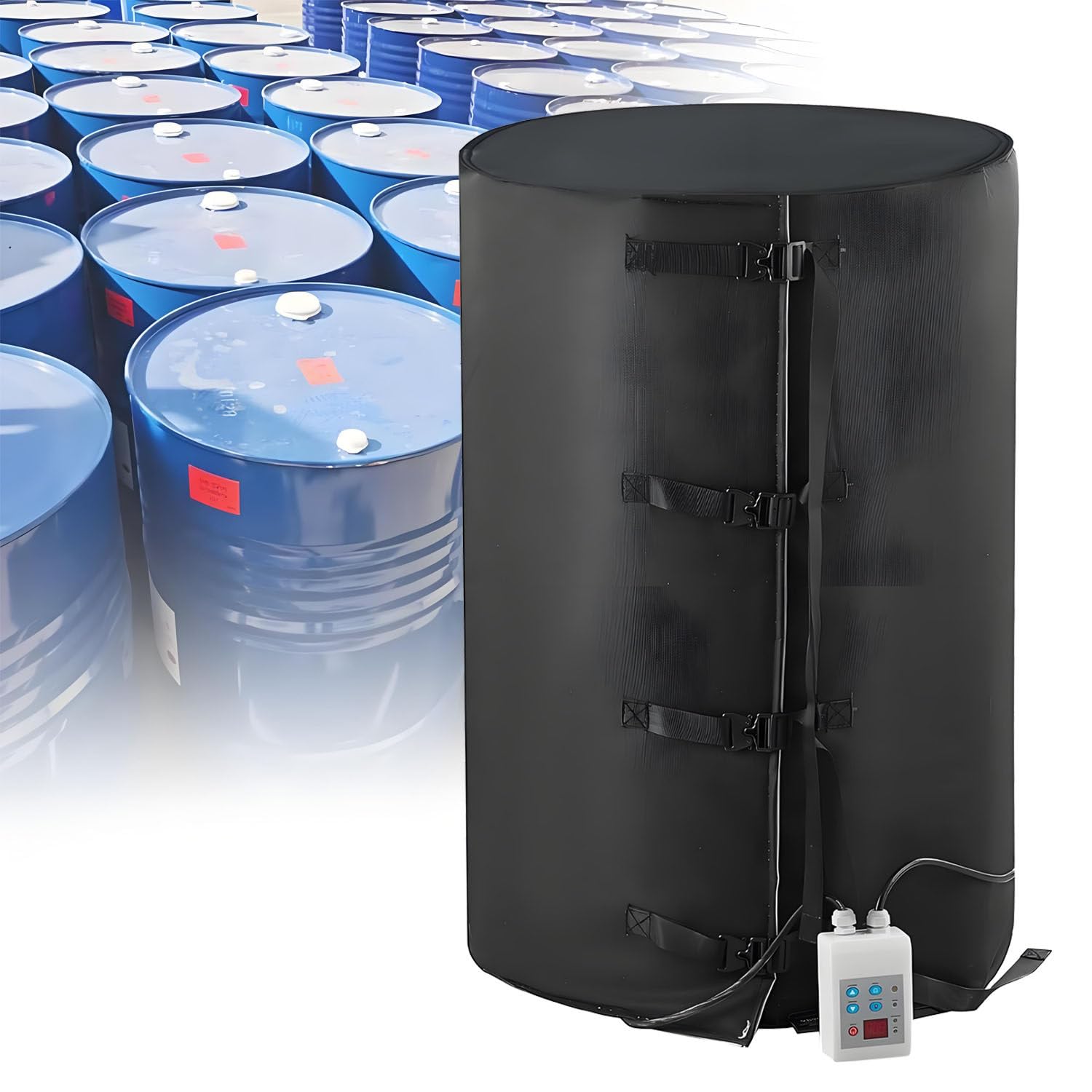 Bucket Heater for 200L/1000L Oil Drums, Insulation Industrial Weather Resistive Drum Heating Blanket(Black,200L120°)