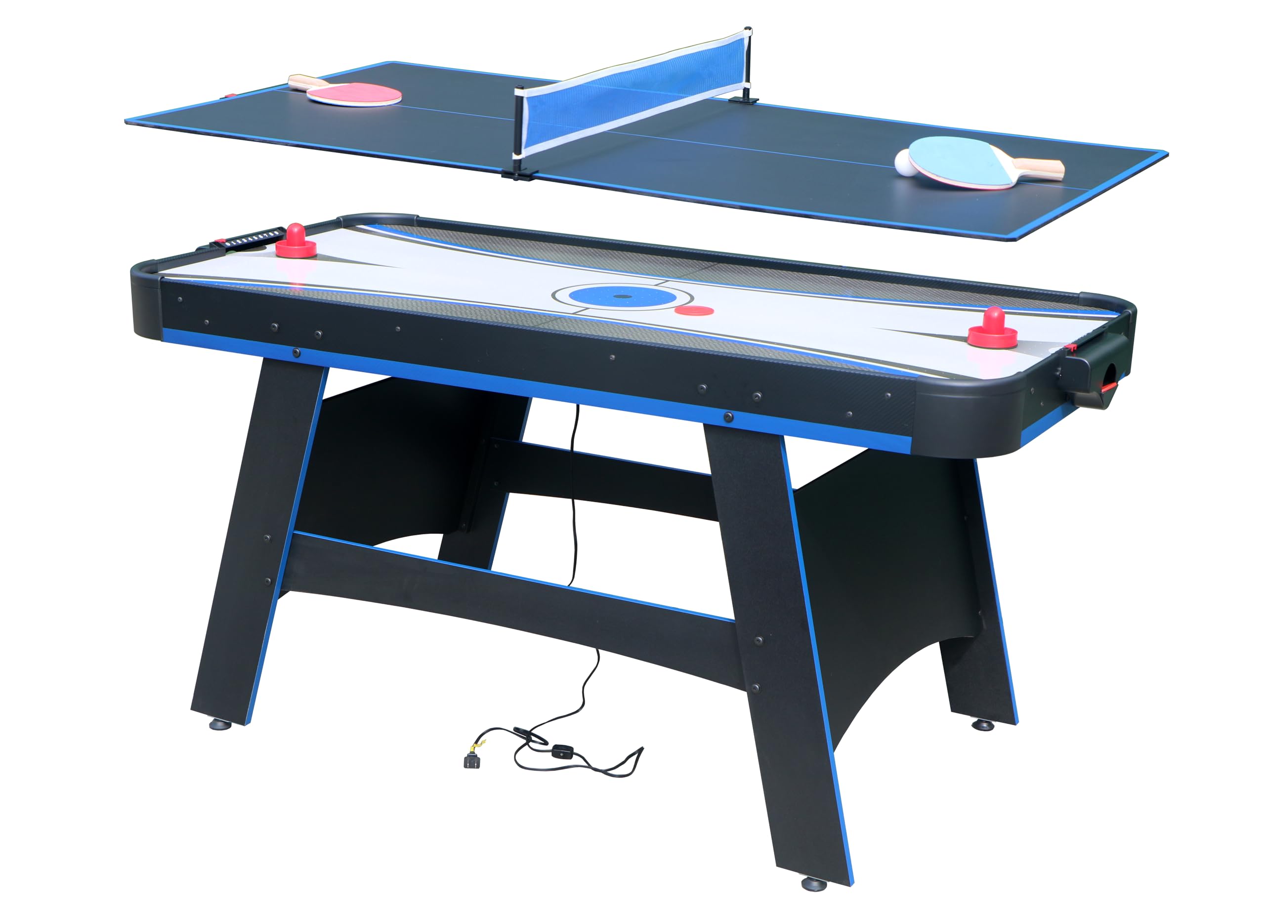 Dithoko 5 Ft Air Hockey, 2-in-1 Hockey Game Table with Table Tennis Top, Multi Game Tables with Strikers, Pucks, Paddles, Balls and net/Post Set