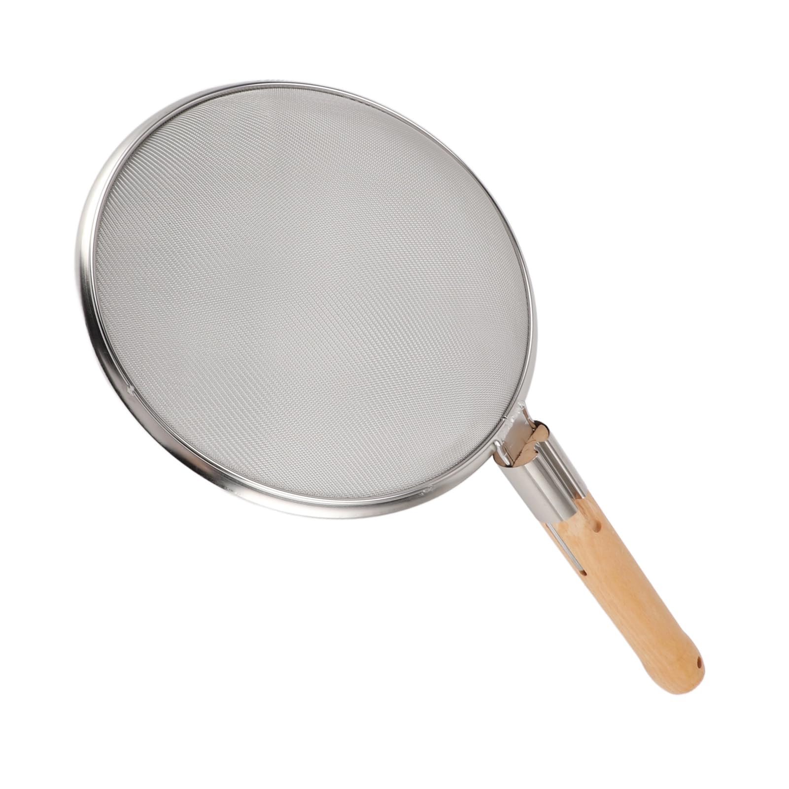 Wakects Feinmaschiger Schaumlöffel mit Holzgriff, Sieblöffel aus Edelstahl 304, Großer Schaumlöffel Zum Kochen, Braten, Suppen und Abtropfen von Öl (26 cm Durchmesser)