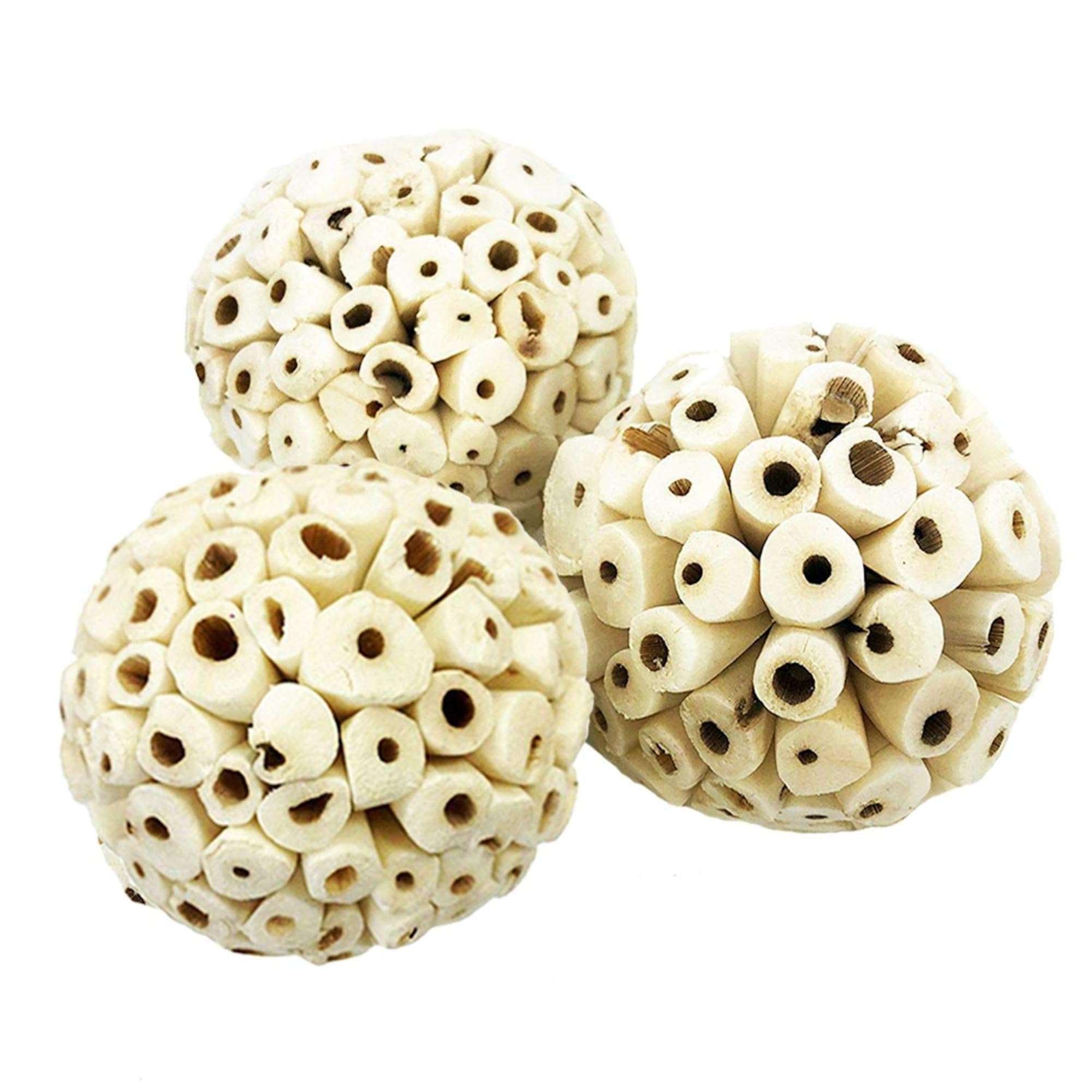 SunGrow Sola Atta Foraging Balls, 2”, White Soft Shred Parrot Chews, Bird Chewing Accessories for Conure, Budgie, Parakeet, Cockatiel, Rabbits,