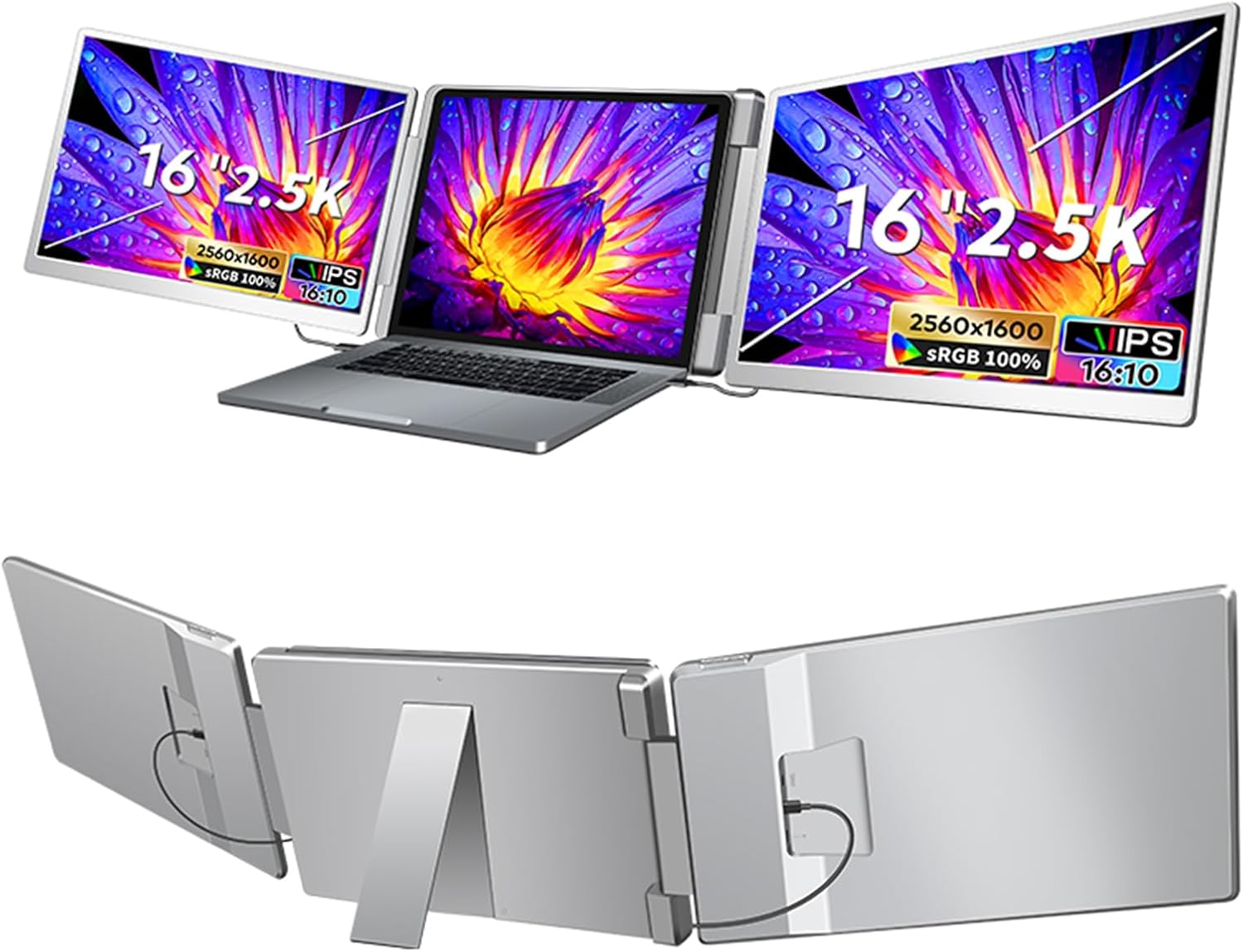 BCDYH S5 ノートパソコン スクリーン エクステンダー 16 インチ 2.5K IPS スクリーン トリプル モニター 12-