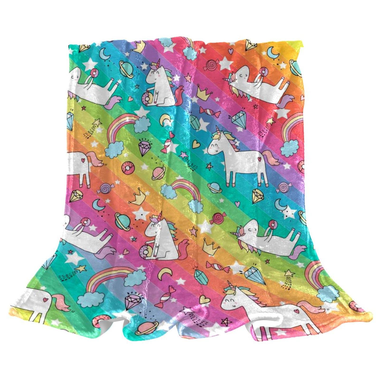 Couverture polaire plaid licorne arc-en-ciel tapis de sol de chambre et canapé