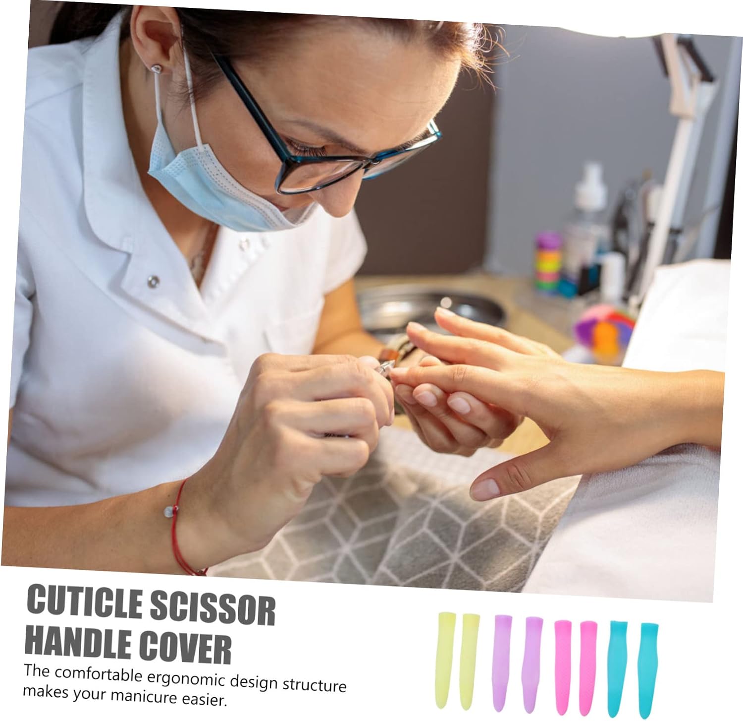 4pairs Non-slip Cuticle Scissor Handle Covers Sleeves for Secure Grip Easy Nail Trimming Random Colors Protects Cuticle Trimmers from Damage