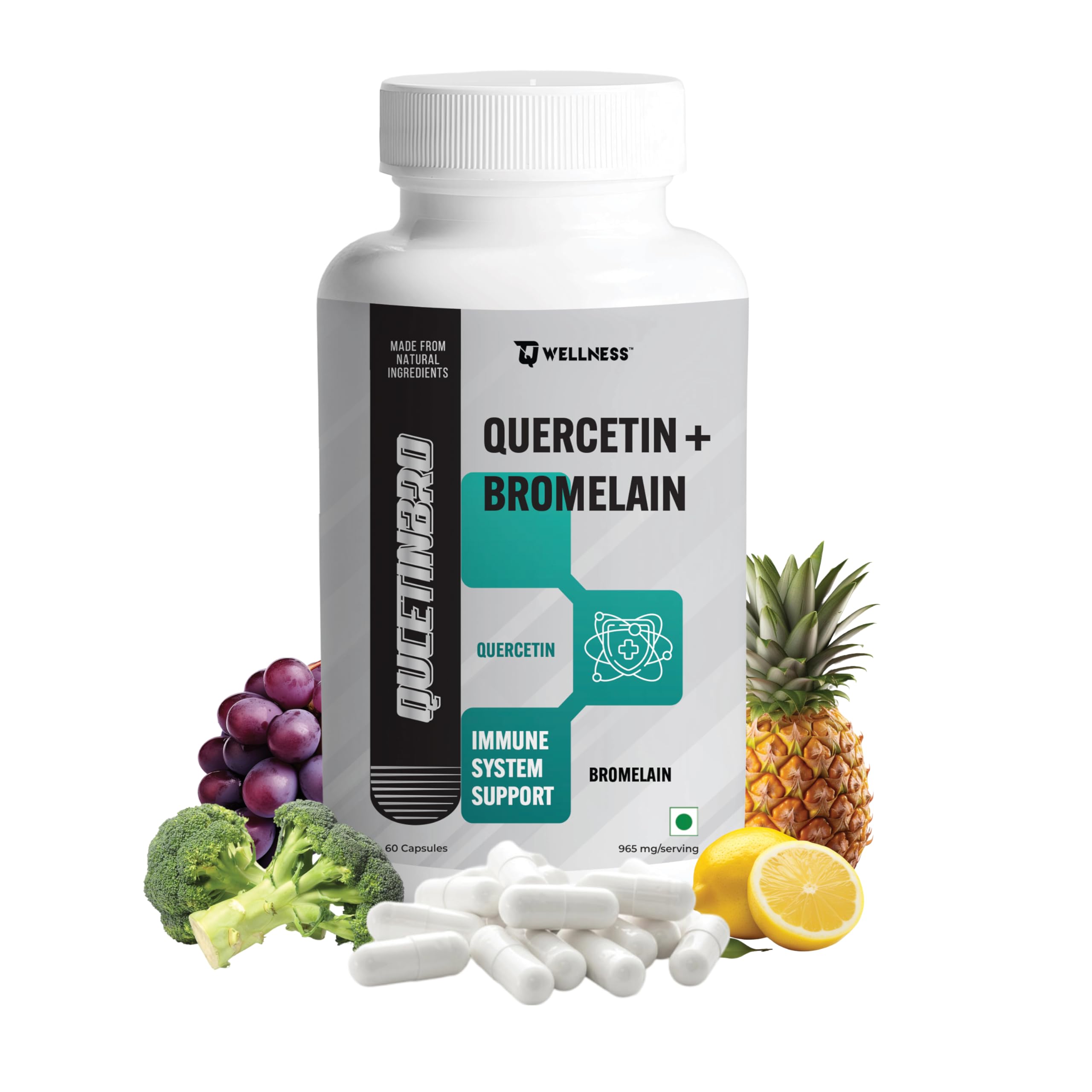 TQ Wellness Quercetin Supplement, Quercetin 800 mg With Bromelain 165 mg Per 2 Capsules | NON-GMO | Respiratory Health | 60 VEG Caps-image-38
