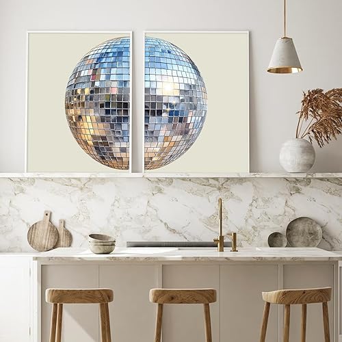 Miniatura 3 de Arte de pared de bola de discoteca, lienzo estético, decoración de pared, póster de bola de discoteca, arte de pared funky, impresiones de arte