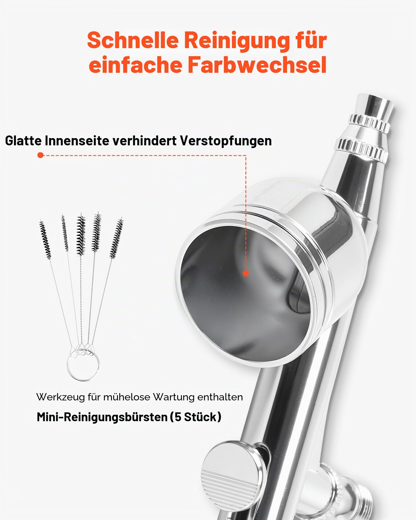 VEVOR Airbrush Set 1/6 PS mit Luftkompressor, 1 Dual Action Airbrush Pistole mit 3 Düsen (0,2/0,3/0,5 mm) & Schlauch & Acrylfarbe & für Kuchendekoration Modellmalerei Nagelkunst geräuscharm