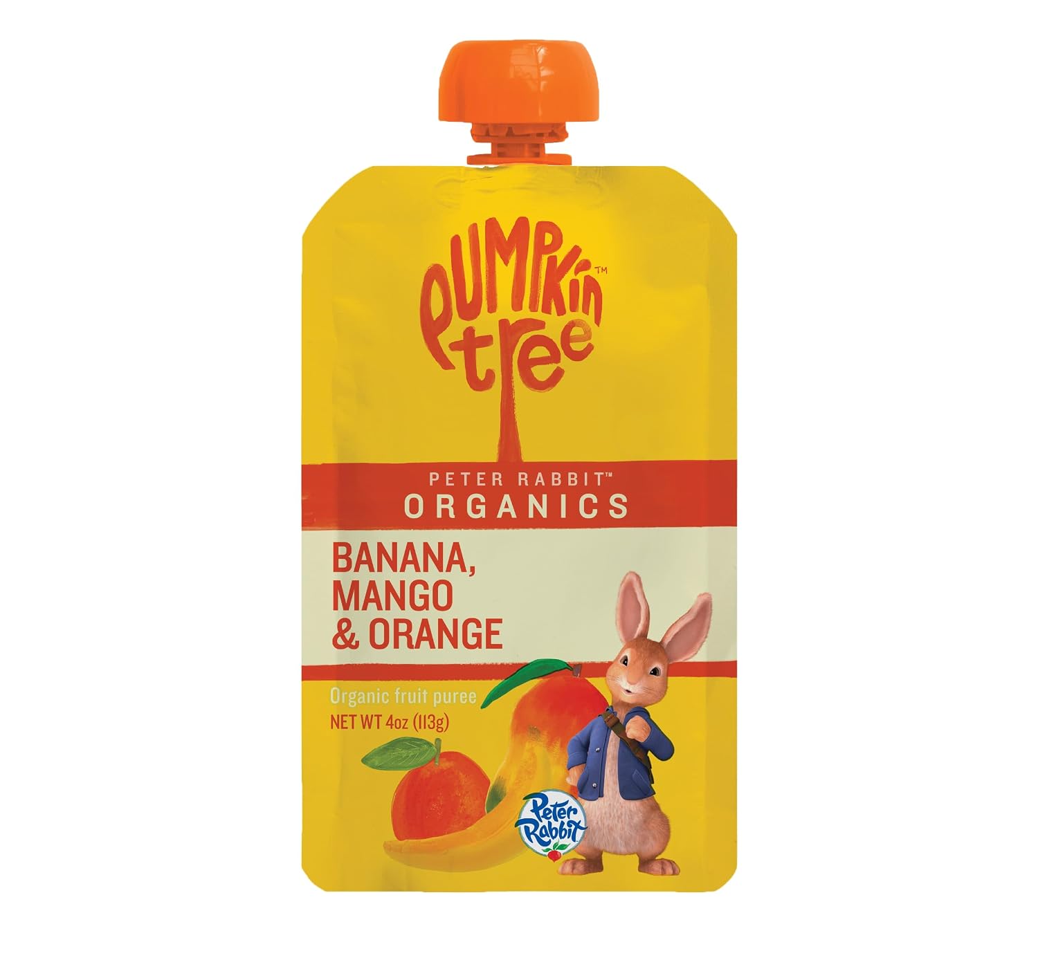 Pumpkin Tree Peter Rabbit Organics Baby Mango, Banana, and Orange, 4 oz