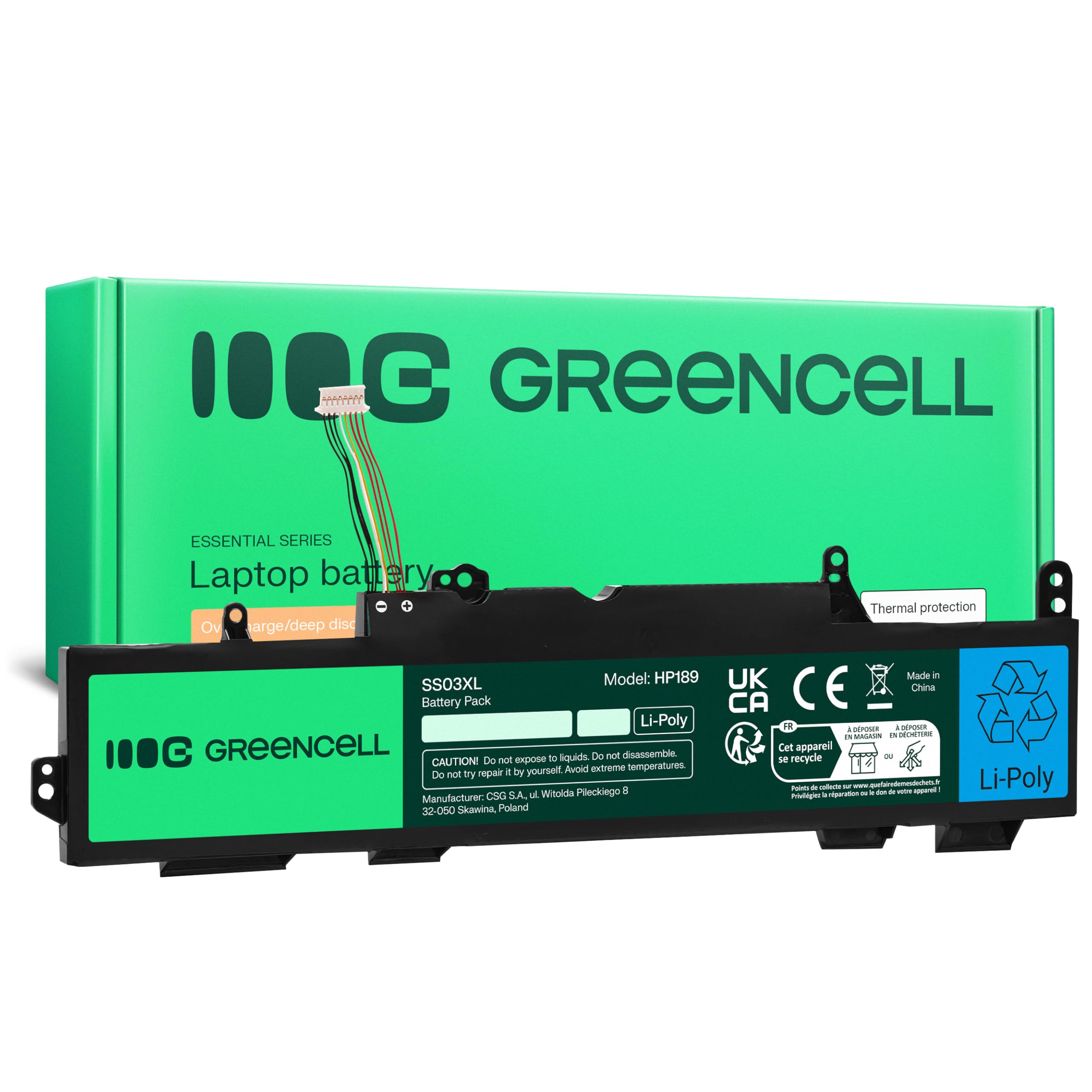 Green Cell Bateria SS03XL HSTNN-DB8J do HP EliteBook 735 G5 G6 745 830 836 840 846 mt44 mt45 ZBook 14u Laptop (4100 mAh 11,4 V czarny)