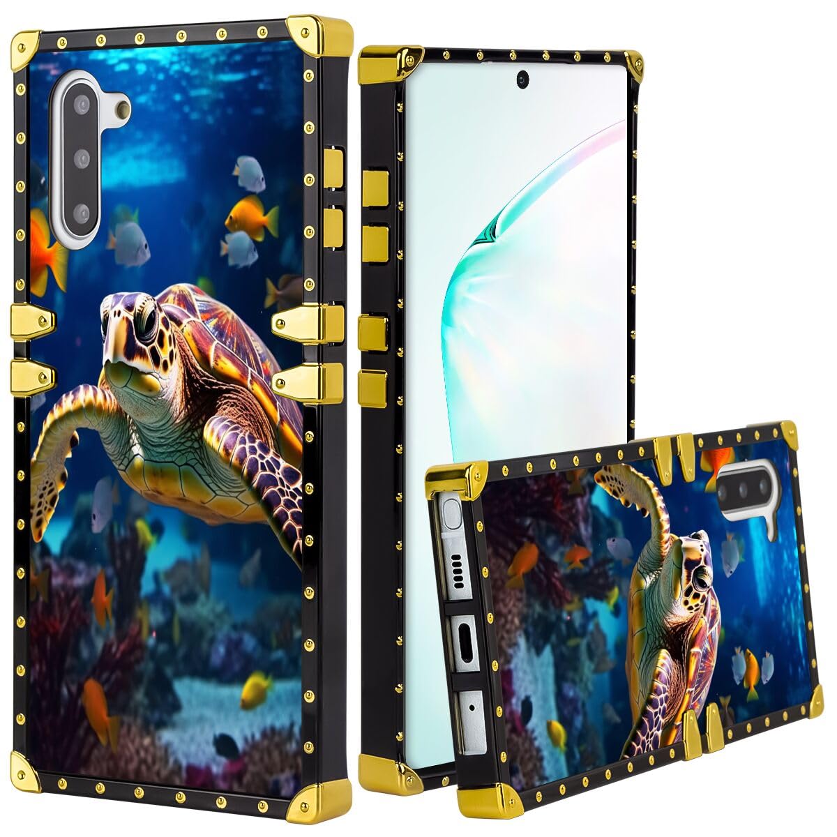 DeweiDirect Mobile Phone Case for Samsung Galaxy Note 10 with Sea Turtle Designer Art199 Pattern Slim Soft TPU Corner Shockproof Protection Bumper Back Cover