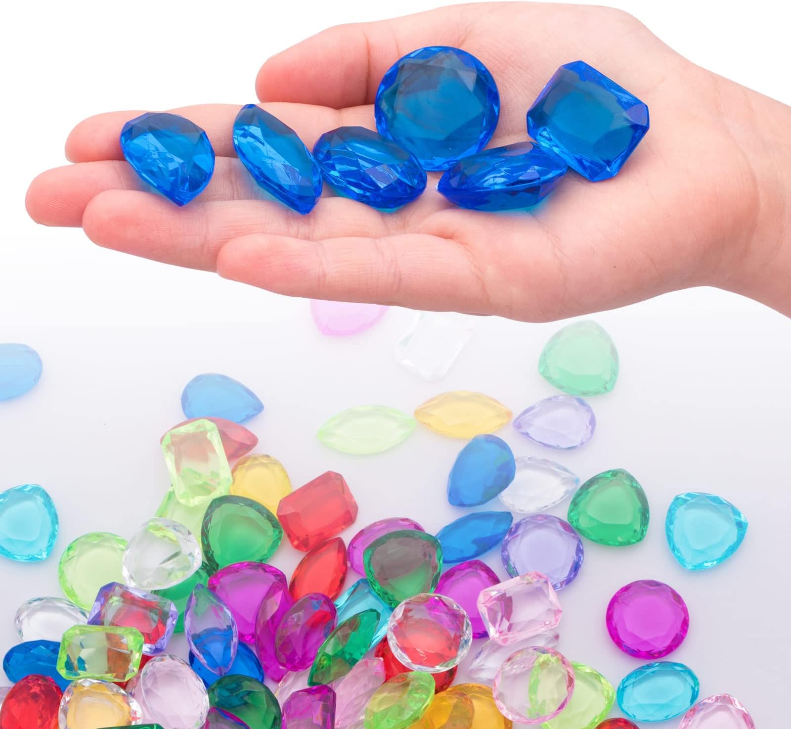 180 PCS 1.1lb(0.5kg) Colorful Acrylic Gems Decoration for Vase Fillers, Fish Tank, Table Scatter, Party, Wedding with Multi-Shape Flat Gemstones for Christmas, Planting, Floral Decoration