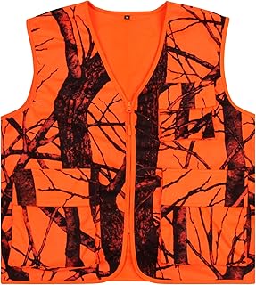 VicBre Blaze - Chaleco de caza naranja con bolsillos para hombre, ropa de abrigo para pesca, camping