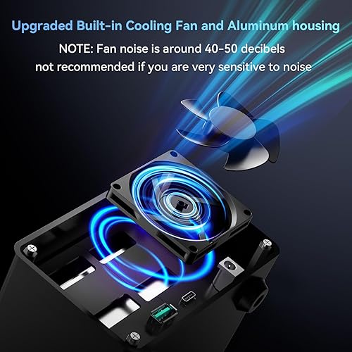 Miniatura 4 de Carcasa de aluminio para disco duro de doble bahía de 10 Gbps con ventilador de refrigeración para 2.5"3.5" SATA HDDSSD con USB AC 3.2 Gen 2,